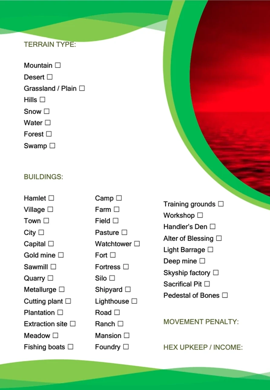 Hex square character sheet download for role playing games