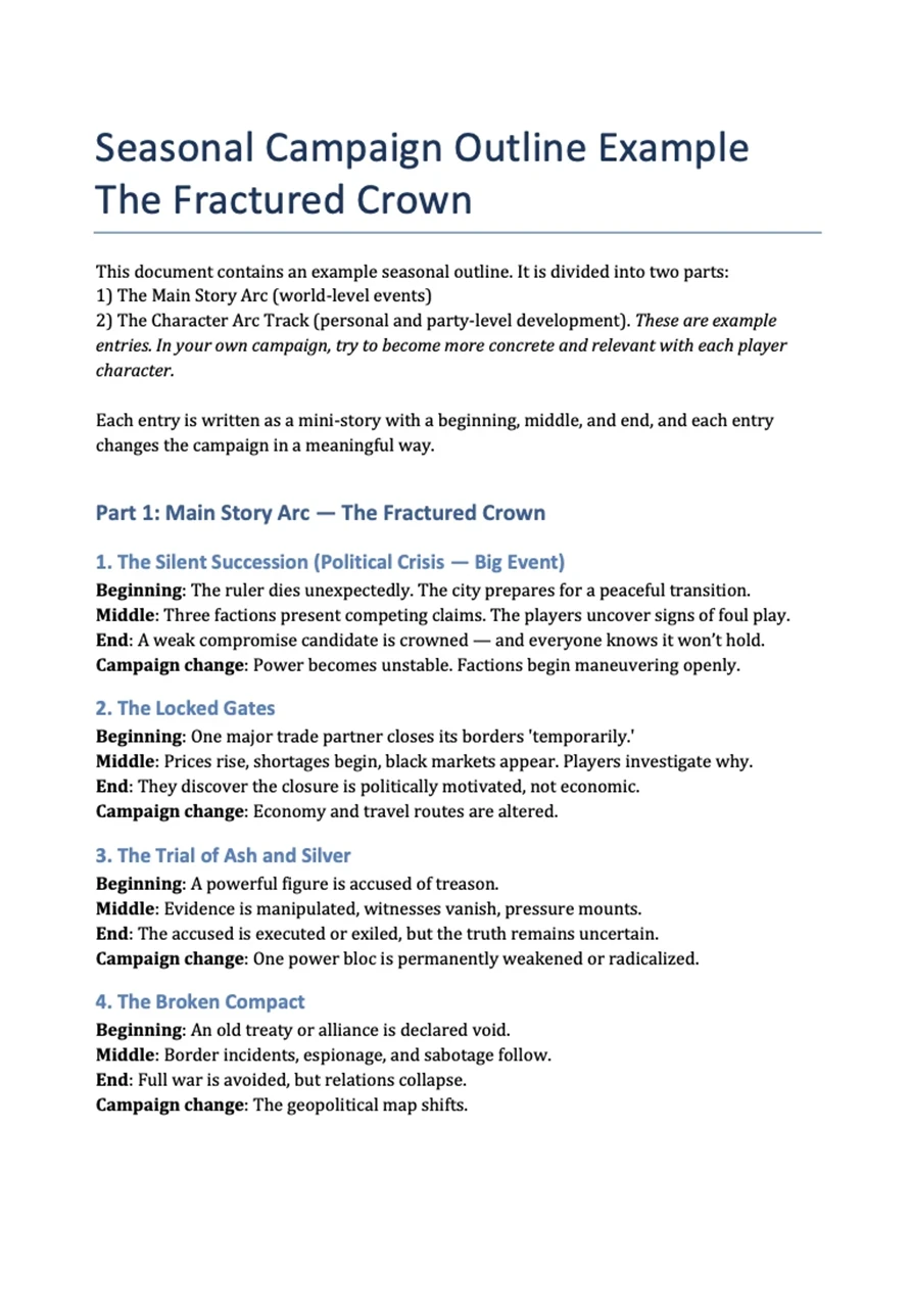 Seasonal Outline long character sheet download for role playing games
