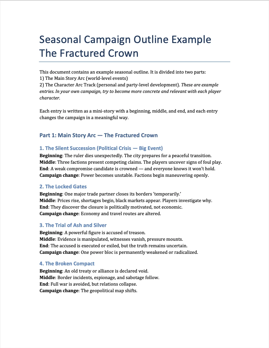 Seasonal Outline character sheet download for role playing games